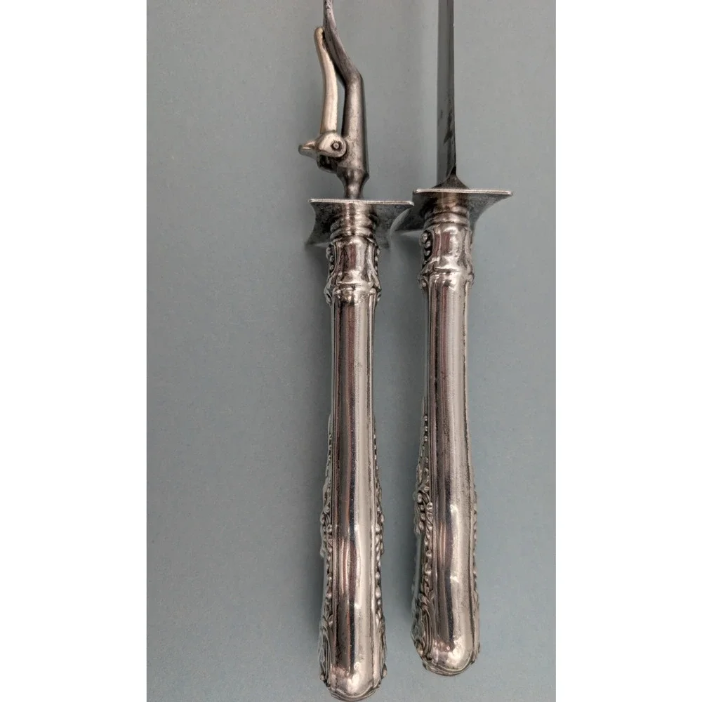 Gorham Sterling Silver Carving Set 2 Piece Knife and Fork New Queens Pattern